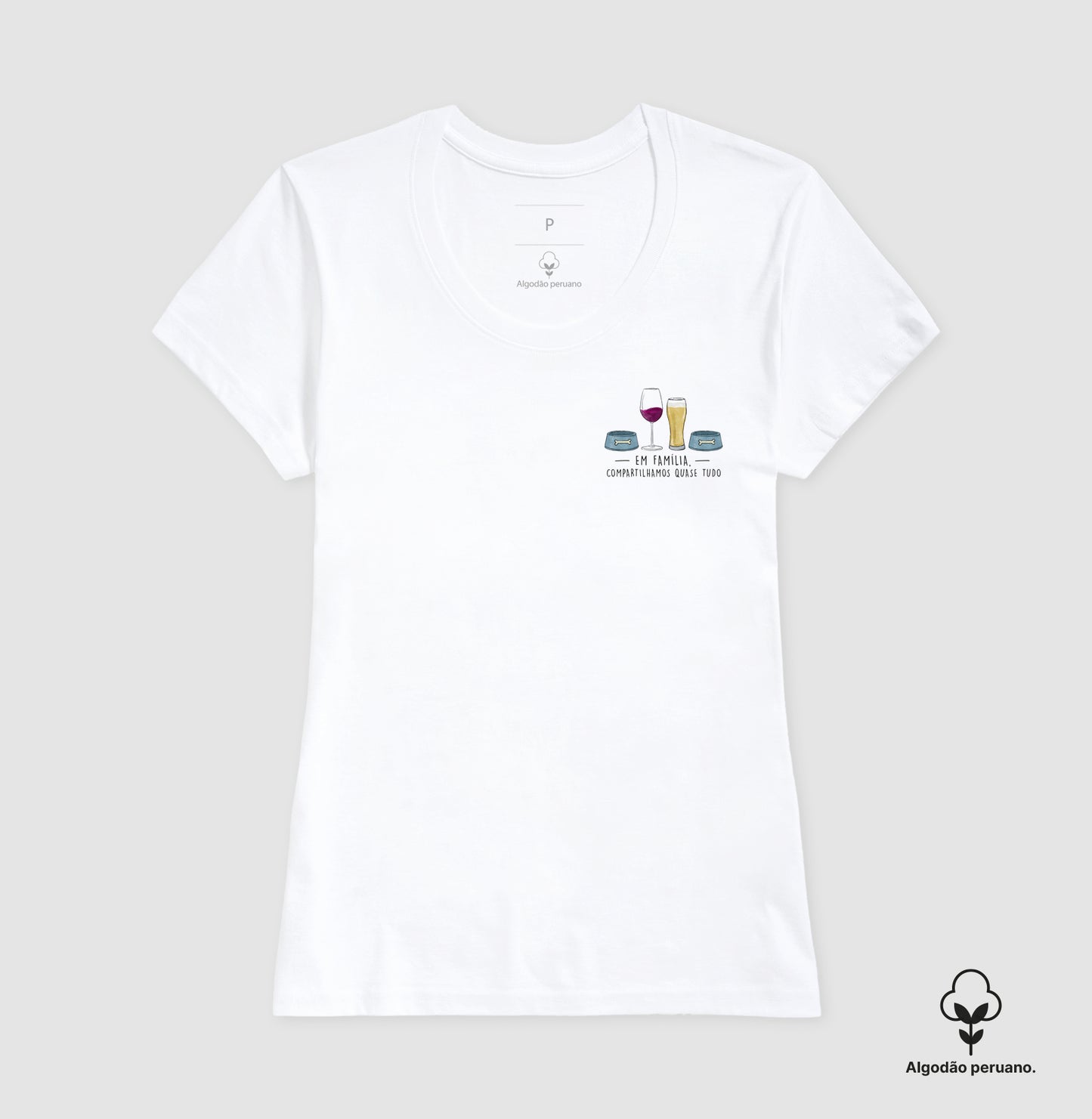 Um Brinde em Família (FAM4_1VINHO_1CERV_2PETS) - Algodão Peruano